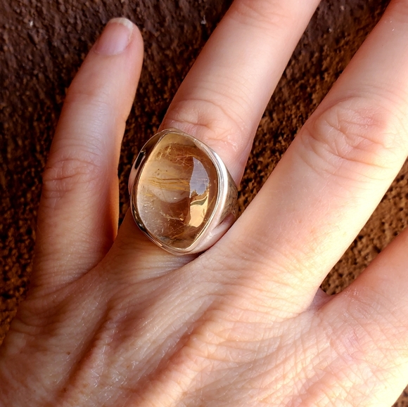 New Men's Golden Rutile 925 Silver Ring. - Picture 10 of 16